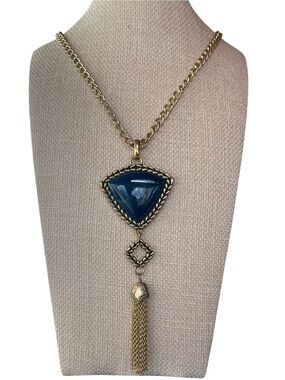Studio Barse Bronze Blue Dumortierite Quartz Tassel Pendant Necklace
